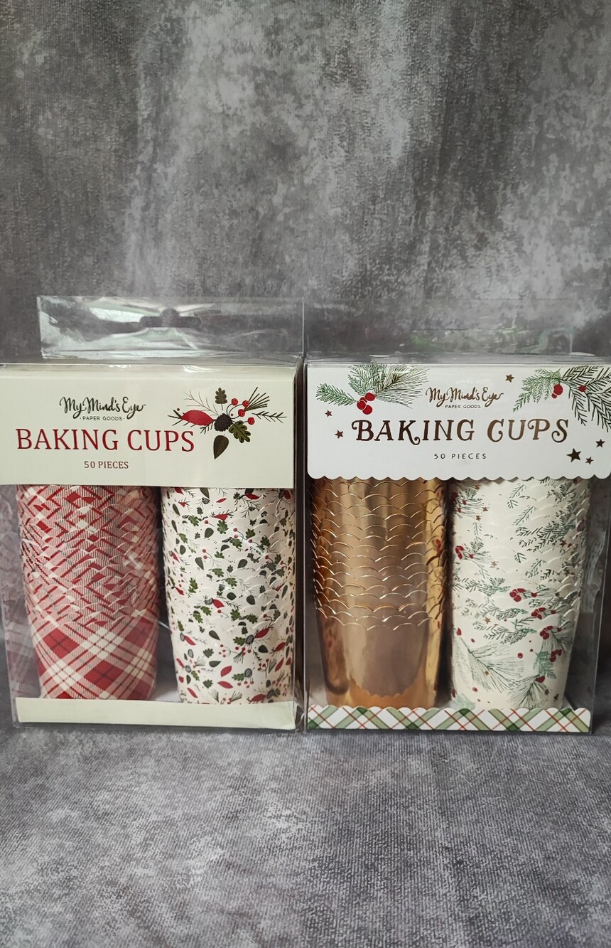 100 Cupcake Liners Cardboard Holiday Pine Nut Snack Party Cups Gold Foil 2 Sets